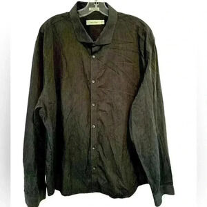CALVIN KLIEN BLACK COTTON BUTTON DOWN WITH WHITE PIN STIPES SIZE XXL/TTG